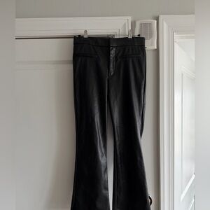 Zara Black Flare Faux Leather Pants, Small